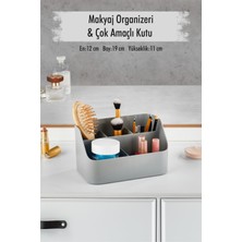 TeknoKapsül Gri Makyaj Kutusu & Kozmetik Organizeri & Çok Amaçlı Kutu