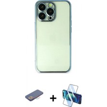 Pileli Store Pilelistore™ iPhone 13 Pro Kılıf Vadi Minimal - Siyah 3D Antistatik Seramik Nano Ekran Koruyucu + Renkli Kamera Lens Koruma Cam - Pe