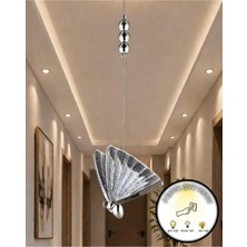 UltraMint Krom Kanatlı Tasarım Sarkıt Avize, 3 Renk LED ile Şık ve Modern Aydınlatma