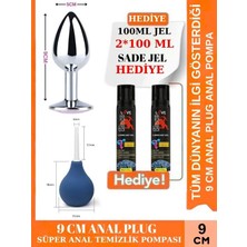 Aşkın Deposu Deromeya Health- Türkiye -90-Mükemmel Çelik 9 cm Elmas Taşlı + Anal Plug 9 cm + Anal Temizlik Pompası Süper Set Süper Kaydırıcı Jel+ 2*100 ml Jel Avantajlı Paket