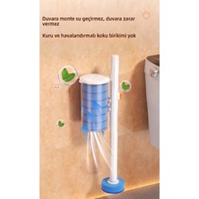 Mr. Güzellik Manyetik Duvara Monte Tek Kullanımlık Tuvalet Fırçası Seti | 360° Esnek Sünger Başlıklı WC Klozet Temizlik Seti Yedek Dahil