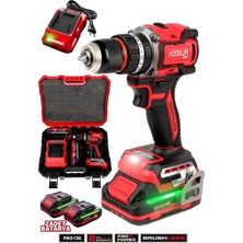 Assur 21V Pro Seri Kömürsüz Çift Akülü Metal Şanzıman LED Işıklı Taşıma Çantalı Şarjlı Darbeli Matkap