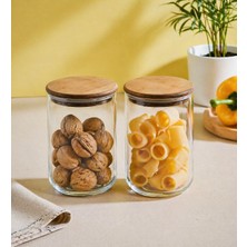 Selka Home Liya 2'li 1000 Ml Şeffaf Cam Kavanoz Seti Şık Tasarım Mutfak Düzenleme