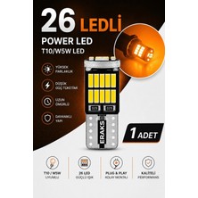 Eraks Car Accesories T10 LED 26 Ledli W5W Canbus Metal Ultra Power Turuncu Park Plaka Tavan Ampulü