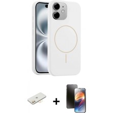 Marsilyan™- iPhone 11 Kılıf Yankı Form Serisi - Siyah 3D Antistatik Mat Seramik Nano Ekran Koruyucu + Renkli Kamera Lens Koruma Cam - Sı