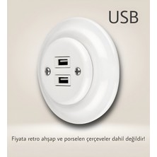 Nexo Porselen 2 Girişli Priz (Usb) Beyaz