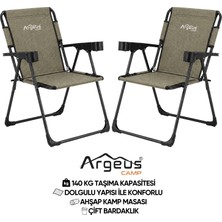 Argeus 2 Adet Katlanır Kamp Sandalyesi Seti - Rock Plus - Gusto Haki