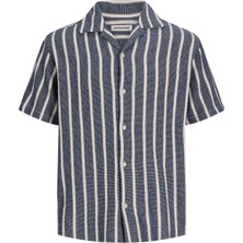 Jack & Jones Erkek Resort Yaka Kısa Kollu Gömlek 01-Mavi Relax Kesim Basic Stil