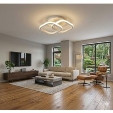 UltraMint Zeus Beyaz Çift Kare LED Avize, 3 Renk, Salon, Mutfak, Antre ve Çocuk Odası