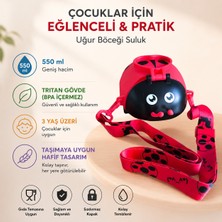 Tekno Hediye 550 ml Uğur Böceği Çocuk Suluğu Tritan Bpa Içermez Askılı Hafif Tasarım Pipetli Çocuk Matara 3 Yaş+