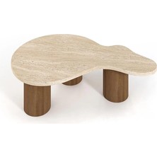 Miarik Design Abellone-Mermer Plaka Ahşap Silindir Ayak