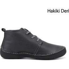 Gönderi(r) Kadın Antrasit  Bağcıklı Hakiki Deri Comfort Bot