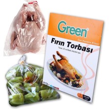 Şeylişeyler - Green Fırın Torbası 8'li 1 Paket (25X38 Cm) Klipsli Tavuk ve Sebze Pişirme Poşeti