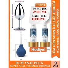 Aşkın Deposu Deromeya Health- Türkiye -86-Mükemmel Çelik 9 cm Elmas Taşlı + Anal Plug 9 cm + Anal Temizlik Pompası Süper Set Süper Kaydırıcı Jel+ 2*50 ml Jel Avantajlı Paket