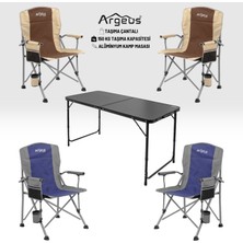 Argeus 4 Adet Katlanır Kamp Sandalyesi ve Alüminyum Masa Seti - Rustic - Elevate Siyah