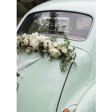 Lora Wedding Gelin Arabası Cam Yazısı İsme Özel 38cm Altın | “We Got Married” ve İsimleriniz Yazılı Düğün, Nikah, Nişan İçin Araba Cam Yazısı Sticker, Folyo, Vinil