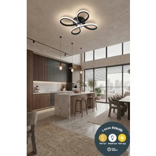 UltraMint Şık Siyah 4’lü LED Plafonyer Avize, Salon, Mutfak ve Çocuk Odası Için