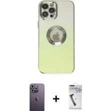 Pileli Store Pilelistore™ iPhone 12 Pro Max Kılıf Kutup Yansıma Özel Seri - Şeffaf Uv Polymer Nano Ekran Koruyucu + Neon Fosforlu Kamera Lens - Bz