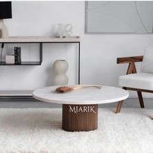 Miarik Design Dekoratif Ahşap ve Traverten Orta Sehpa
