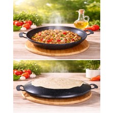 Lavonni Stonefire 34 cm Granit Sac Tava | Çift Kulplu Bazlama, Gözleme ve Kavurma Tavası