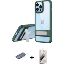 Pileli Store Pilelistore™ iPhone 13 Pro Max Kılıf Yadigar Yansıma - Siyah Bilvis 3D Mat Cam Ekran Koruyucu + Renkli Kamera Lens Koruma Cam - Yl