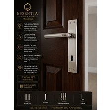 ESBH Premium Paslanmaz Saten Krom Iç Kapı Kolu Uzun Rozetli Mat Fırçalı Modern Tasarım