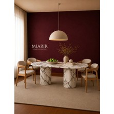 Miarik Design Menekse Alberto Ayaklı Traverten Mermer Yemek Masası