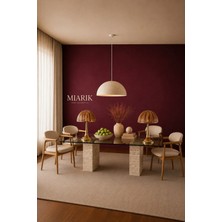 Miarik Design Traverten Mermer Kup Ayakli Sahra Cam Tablali Yemek Masasi