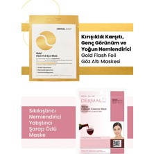 Dermal 3 Katmanlı Gold Göz Maskesi ve Sıkılaştırıcı, Nemlendirici ve Pürüzsüzleştirici Şarap Özlü Kolajen Maske Seti