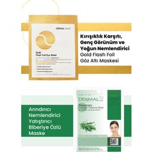 3 Katmanlı Gold Göz Maskesi ve Temizleyici, Nemlendirici ve Yatıştırıcı Biberiye Özlü Kolajen Yüz Maskesi Seti 2 Adet