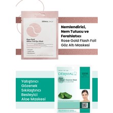 Dermal 3 Katmanlı Rose Göz Maskesi ve Yatıştırıcı Nemlendirici Aloe Özlü Kolajen Maske Seti