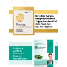 Dermal 3 Katmanlı Gold Göz Maskesi ve Yatıştırıcı Nemlendirici Aloe Özlü Kolajen Maske Seti