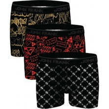 John Frank Logolu Pamuklu 3'lü Paket Boxer Erkek Boxer Jfbs3