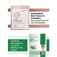 Dermal 3 Katmanlı Rose Gold Göz Maskesi ve Temizleyici, Nemlendirici ve Yatıştırıcı Biberiye Özlü Kolajen Yüz Maskesi Seti 2 Adet