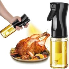 Vuralsin38 Sprey Yağdanlık Cam Şişe Yağ Püskürtücü 200 ml - Airfryer, Kızartma, Izgara ve Salata Için Büyük Boy Yağlık (Siyah)