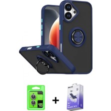 Pileli Store Pilelistore™ iPhone 17 Kılıf Yörünge Çizgi - Siyah Bilvis 5in1 5d Magic Hayalet Cam Ekran Koruyucu + Raze Metal Kamera Lens - Akmr