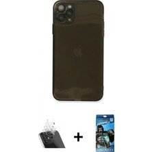 Pileli Store Pilelistore™ iPhone 11 Pro Max Kılıf Ahenk Doku - Siyah 34D Izgaralı Cam + Kamera Lens Koruma Cam - Sf