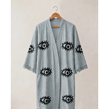 Orbit Müslin Kimono Bornoz, Saçaklı Plaj Elbisesi, Yazlık Sabahlık, Hafif Kurulanma Örtüsü, Spa Hamam Havuz ve Tatil Kullanımı