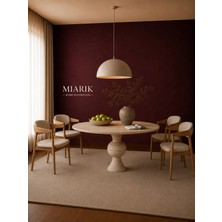 Miarik Design Defne Yuvarlak Traverten Yemek Masası - Traverten Kum Saati Ayak