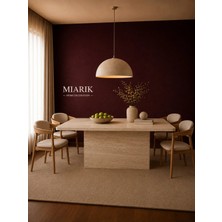 Miarik Design Patlatma Tabla Geniş Ayaklı Traverten Mermer Yemek Masası