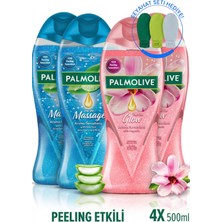 Palmolive 500 ml 4'lü Peeling Etkili Duş Jeli Seti + Seyahat Kiti Hediye