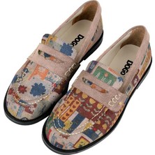 Dogo Kadın Vegan Deri Krem Loafer - Anatolian Patterns Tasarım