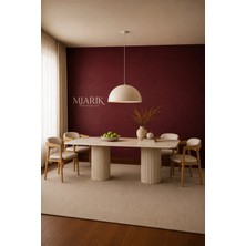 Miarik Design Albertdikdort-Traverten Mermer 2 Sütun Ayaklı Yemek Masası