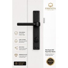 ESBH Mat Siyah Wc Kapı Kolu Takımı  Paslanmaz Lüks Banyo ve Tuvalet Kapı Kolu