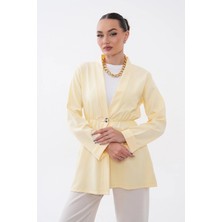 Mega Life Tek Düğmeli Belden Lastikli Dabıl Kimono