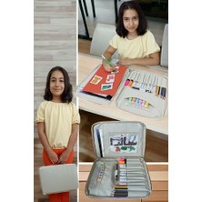 Vuralsin38 3 Resim Çantası Kalemlikli Defter Boya Malzemeleri Aktivite Çantası Kırtasiye Çantası