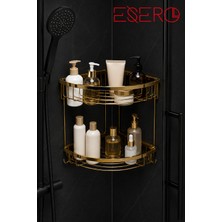 Esero CA-20316 Gold Paslanmaz Çelik 2 Katlı Köşe Duş Rafı | Duvara Monte Banyo Düzenleyici Paslanmaz Çelik