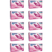 Dolphin Pembe Nitril Muayene Eldiveni Xs Beden 100 Adet x 10 Paket - Mdr