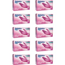 Dolphin Pembe Nitril Muayene Eldiveni S Beden 100 Adet x 10 Paket - Mdr