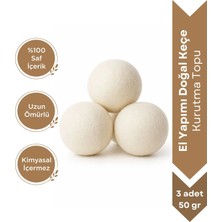 Sera Natura %100 El Yapımı Doğal Keçe Kurutma Topu 3 Adet – 50 Gr( 7-8 cm) Uzun Ömürlü ve Kimyasal İçeriksiz